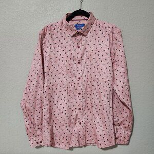 Bagotti Slim Fit Shirt  Mens XXL Pink Button-Up Abstract Preppy